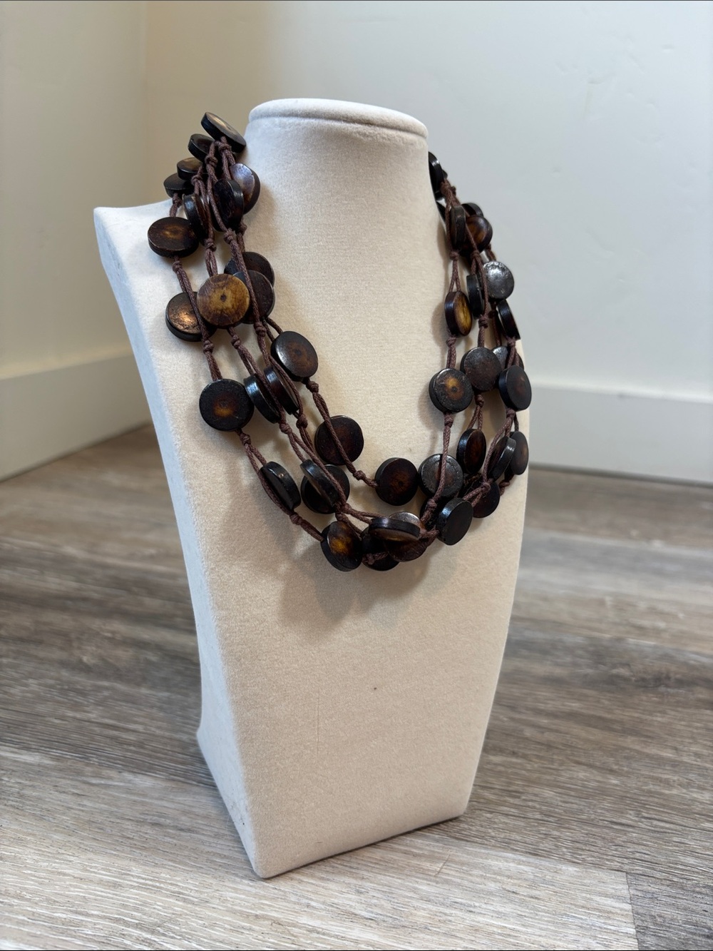 Multi-Strand Brown Disc Necklace - Women Jewelry